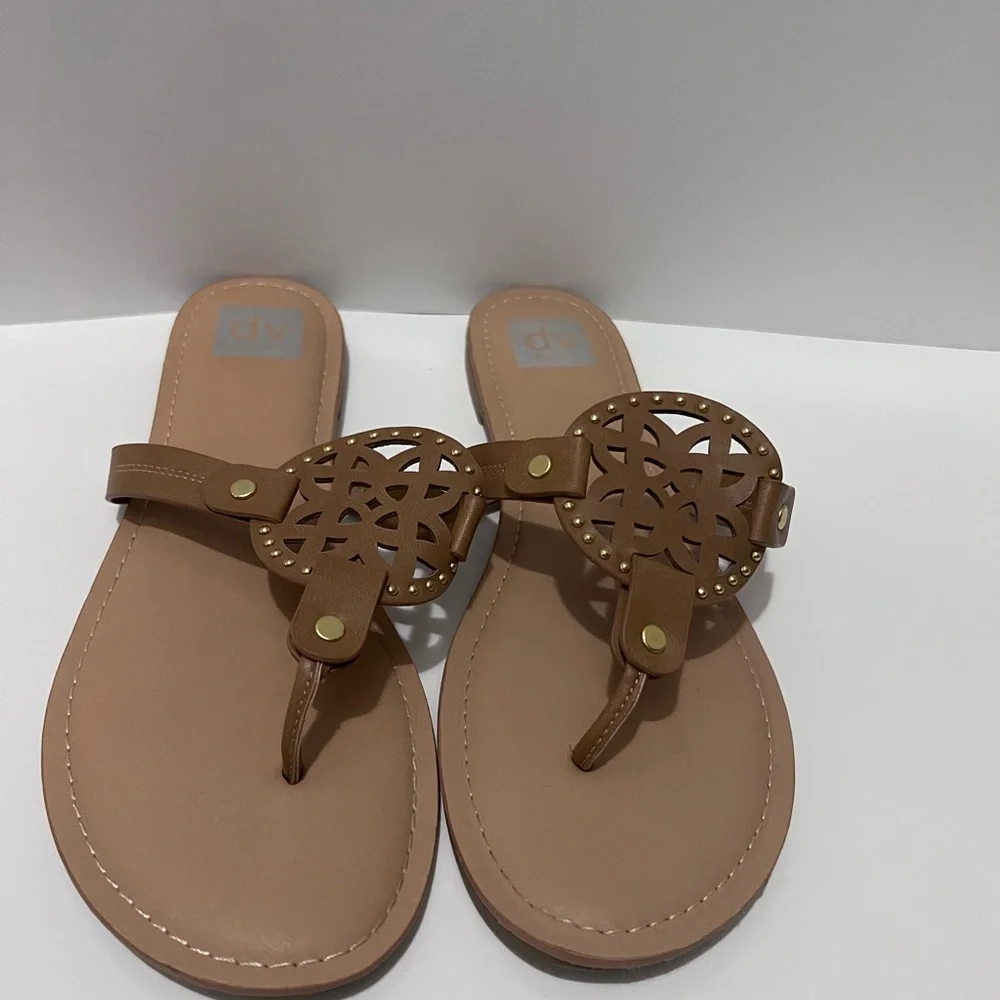 DV by Dolce Vita Brown Tan Cutout Thong Sandals